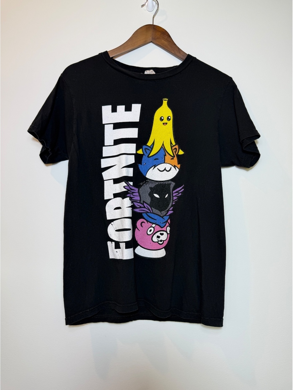 Fortnite Graphic T-Shirt Black Banana Peely Cuddle Team Leader Men’s Medium